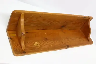 STUNNING OLDER WOODEN BIG PINE WALL SHELF, View more