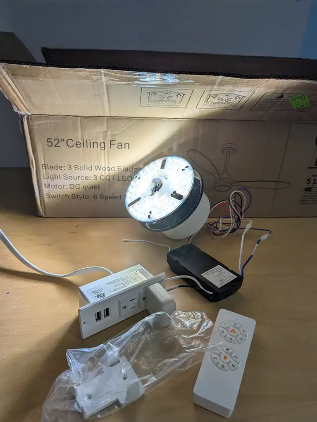 Wood Ceiling Fan with Light, 52" GESUM Fan, 6 Speeds, Remote Con in Indoor Lighting & Fans in Mississauga / Peel Region - Image 6