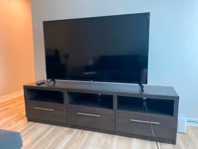 4 seat round dinning room table 2024 Panasonic message chair L sharp sofa 65 inch RCV tv 80 inch TV...
