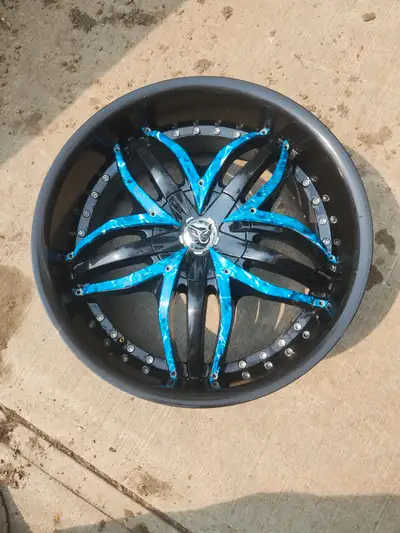 20" X 8.5 Dual bolt pattern 5 X 114 & 5 X 4.75 Diablo Angel Rims - Really Great Shape
