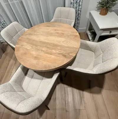 Chairs were bought from Wayfair in February 2025 , table was bought October 2024 from Wicker Emporiu...