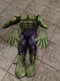 Hulk bodysuit an gloves small 3-4