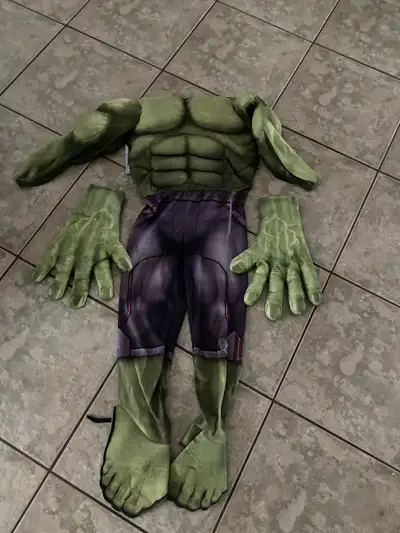 Hulk bodysuit an gloves small 3-4, View more