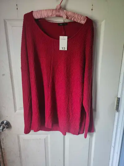 FOR SALE: NEW with tags ladies soft red hi-lo top, long sleeved, super soft and comfy. Size says XL...
