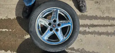 OE pontiac rims 6th gen i believe 4.5x5 bolt pattern M+S/all season Cooper tires 80% tread No leaks...