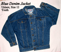 Youth unisex, styled, Blue Denim Jacket, size 12
