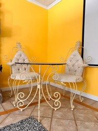 Solid wrought iron chairs and table set 