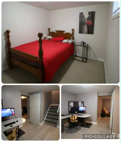 AVAILABLE NOW FOR SHORT RENTAL May 1st 2026 ✅ Fully Furnished Basement Apartment (1 bedroom, 1 offic...