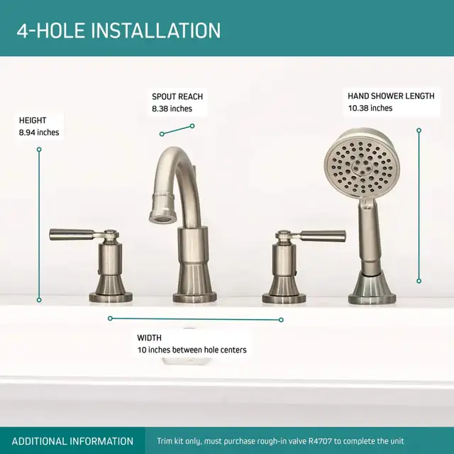 DELTA FAUCET PTT4523-BN Westchester Roman Tub Trim Kit with Hand in Plumbing, Sinks, Toilets & Showers in Oakville / Halton Region - Image 2