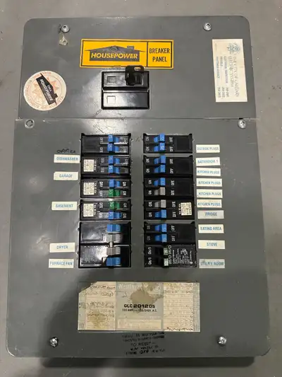 100 amp Westinghouse / Eaton Cutler Hammer electrical panel with main breaker and all branch circuit...