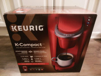 RED KEURIG K-COMPACT SINGLE SERVE COFFEE MAKER WITH BOX