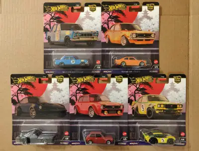 New Hot Wheels Premium Car Culture Japan Historics 4 set of five (5) 1/64 diecast cars with Real Rid...