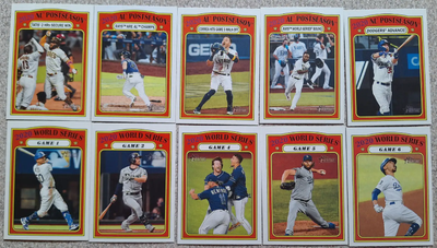 2021 Topps Heritage "POSTSEASON & WORLD SERIES HIGHLIGHTS" Subset of notable moments from the 2020 M...