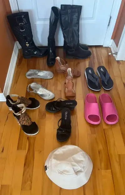 SANDALES, BOTTES tailles 36+6-6 ½ marques SKECHERS, etc. ET chap, View more