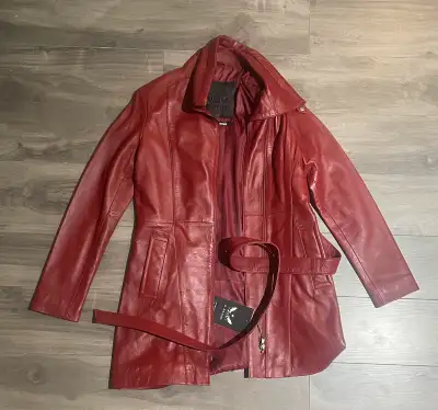 Women’s Red Real Full Leather Jacket – “Kasha” by Cuir Dimitri, View more