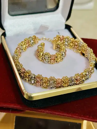 24k gold filled bracelet with ring, View more