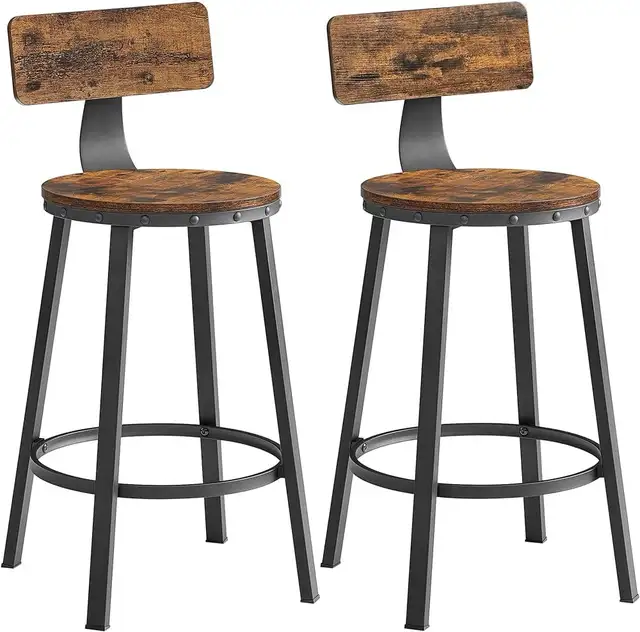 Counter Stools, Bar Chairs with Backrest, 24.6-Inch Tall Seat, R in Chairs & Recliners in Markham / York Region - Image 3