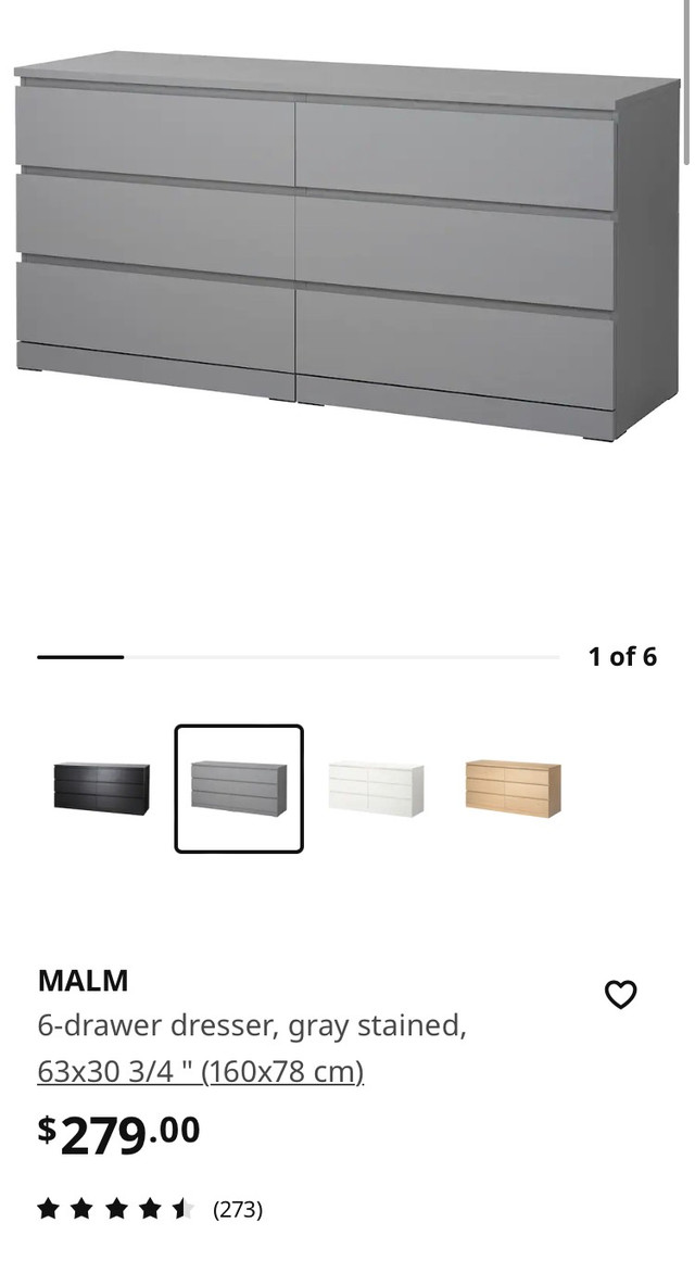 IKEA grey 6 drawer malm dresser Dressers & Wardrobes Oakville