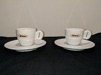 Bristot 2 oz White Espresso Cups & Saucer Set (2)