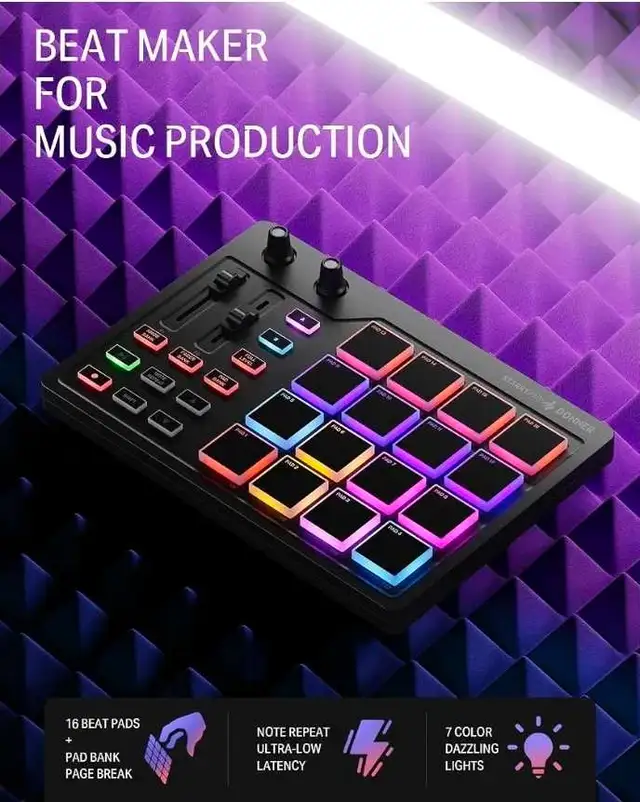 Donner MIDI Pad Beat Maker with 16 Beat Pads, 2 Assignable Fader in Performance & DJ Equipment in City of Toronto - Image 5