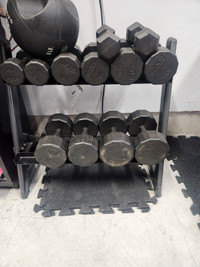 Hex Dumbbell weights and rack