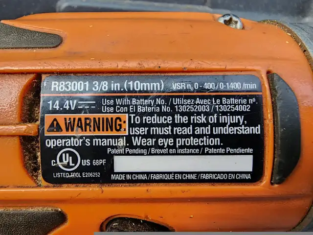 Ridgid 3/8 in(10mm) Variable Speed 14.4V  Battery Drill Charger in Power Tools in Windsor Region - Image 3