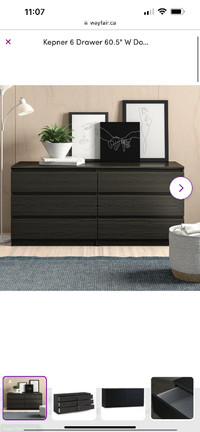 Wayfair Kepner 6 Drawer 60.5" W Double Dresser FOR SALE