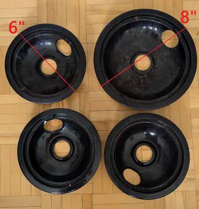 USED Universal 6" 8" Electric Range Drip Pan (Black/Porcelain) B, View more