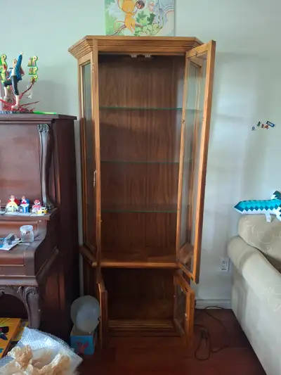 LARGE oakwood china cabinet glass shelves, View more