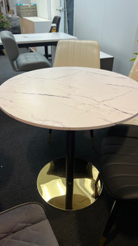 Beautiful dining table marble like top with gold legs 