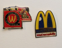 Set of religious, McDonalds and a WRIGLEY Midget Hockey pins