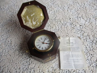 Vintage Bulova Quartz Marine Maritime Style Clock in Wood Box