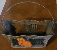 Vintage metal Halloween basket