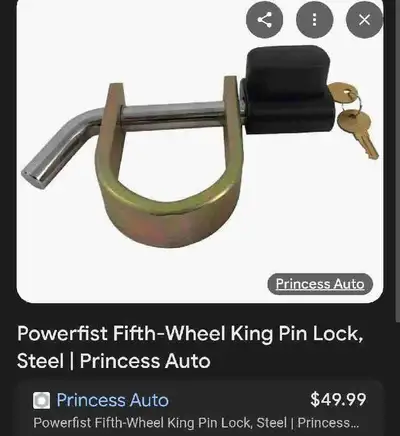 Have a 5th wheel lock with only one key,asking 30$, north side pickup, cash only please.