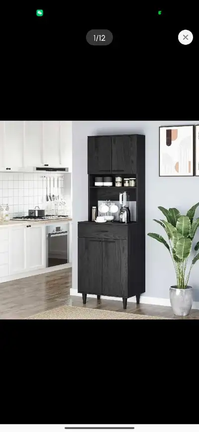 Modern Kitchen Buffet with Hutch Wooden Storage Cupboard, View more