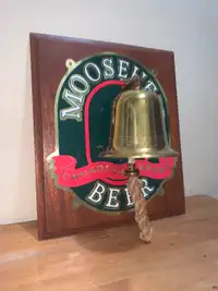 Vintage RARE Moosehead Brass bar bell sign excellent condition