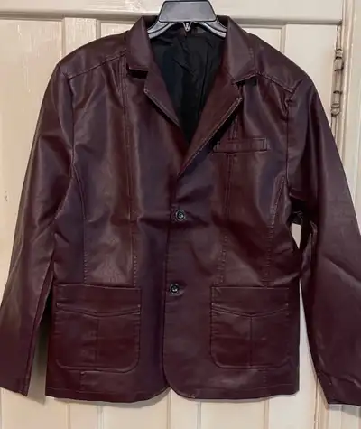 Plus Size Faux Leather Blazer-Size 1XL, View more