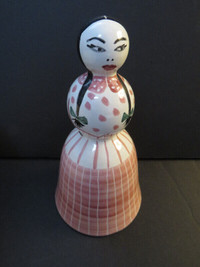 Rare vintage Hegge Norway pottery bell figure of woman 7.5"