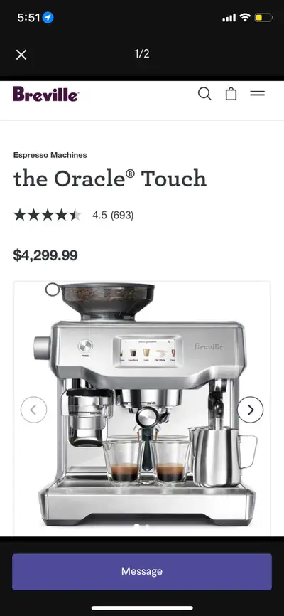 Breville Oracle Touch Espresso Machine without box , View more