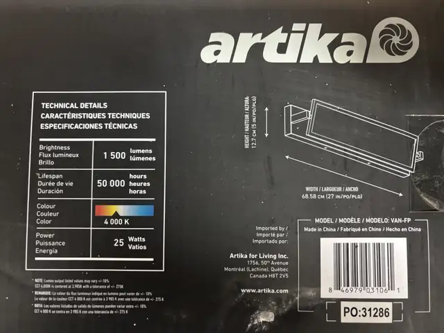 Artika Vanity Light in Indoor Lighting & Fans in Mississauga / Peel Region - Image 3