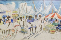 Joe MIRON  American Artist Original Aquarelle Watercolor "Nassau