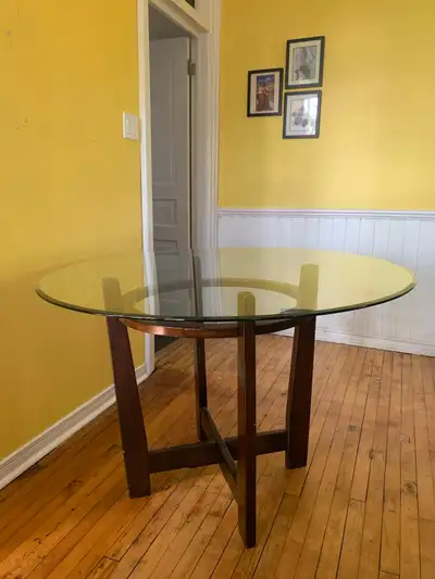 Round tempered glass dining table, View more