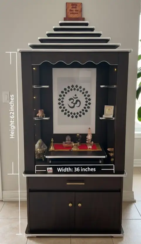 Wooden Home Temple Mandir with Storage Cabinet – 36” Wide in Bookcases & Shelving Units in Mississauga / Peel Region - Image 4