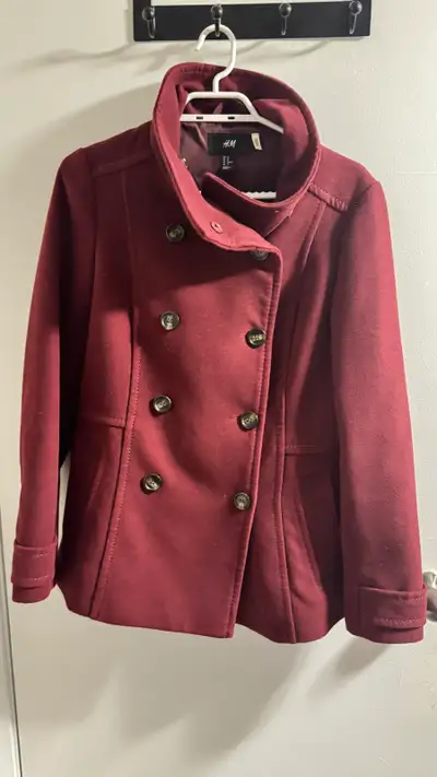 H&M Women's Burgundy Pea Coat, View more