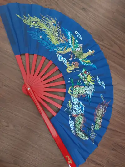 blue kung fu tai chi fan, View more