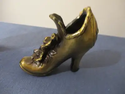 VINTAGE BRASS VICTORIAN STYLE SHOE-S.C.O.-UNIQUE & COLLECTIBLE!, View more