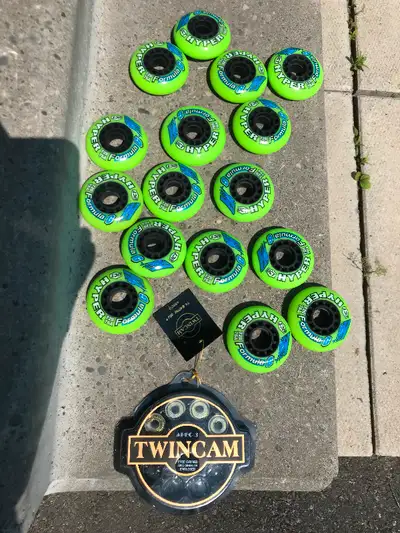 Inline skate wheels new and bearings, View more