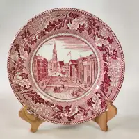 Vintage Historic America Luncheon Plate, Wall Street NY, Red
