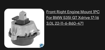 Front right engine mount for bmw newer models. Check fitment with oem part number on pic Call/text 4...