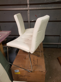 White Leather Dining Chairs - set of 4